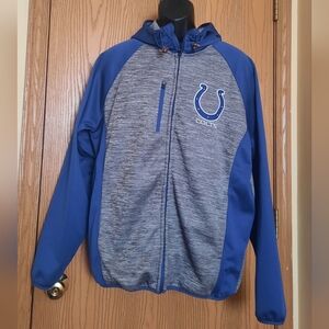 NFL Indianapolis Colts Mens Gray and Blue Full Zip Logo Hoodie
